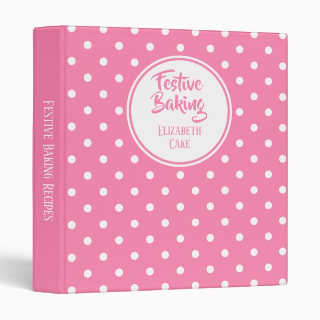 Pink Polka Dots Recipe Binder (Front/Spine)