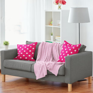 Pink Polka Dots Throw Pillow