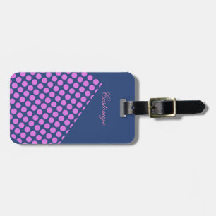 pink polka dots  Thunder_Cove blue Luggage Tag