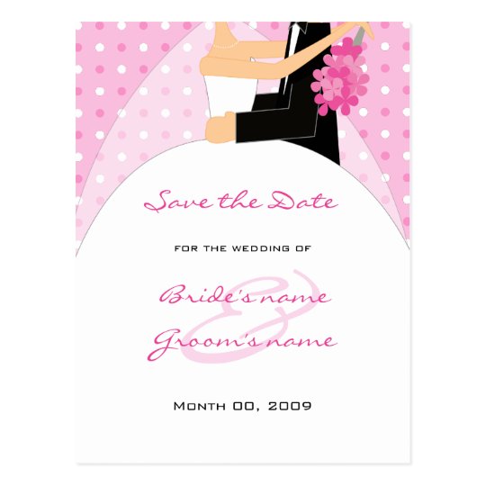 Pink Polka Dots Wedding Save the Date Postcards