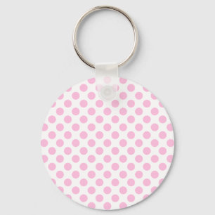 Pink Polka Dots with Customizable Background Keychain