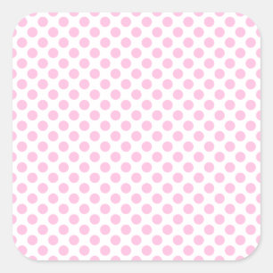 Pink Polka Dots with Customizable Background Square Sticker
