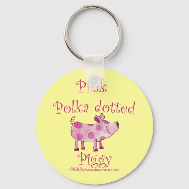 Pink Polka Dotted Piggy Keychain (Front)