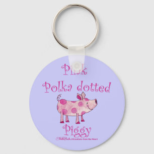 Pink Polka Dotted Piggy Keychain
