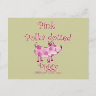 Pink Polka Dotted Piggy Postcard