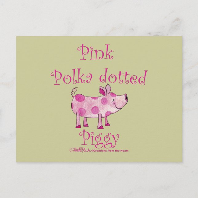 Pink Polka Dotted Piggy Postcard (Front)