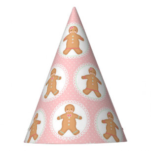 Pink Polkadot Gingerbread Cookie Party Hat