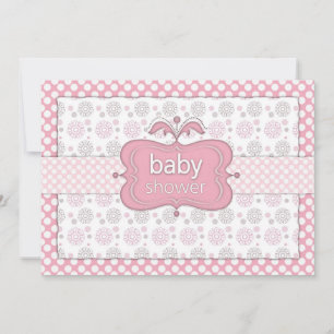 Pink Polkadot Girl Baby Shower Invites