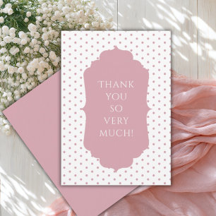 Pink Polkadot Shabby Chic Vintage Thank You Card