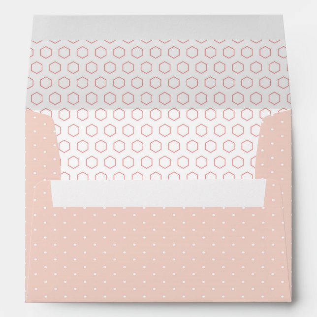 Pink PolkaDots Decorative Geometric Pattern Lined Envelope (Back (Bottom))