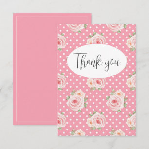 Pink Polkadots Flat Thank You Card