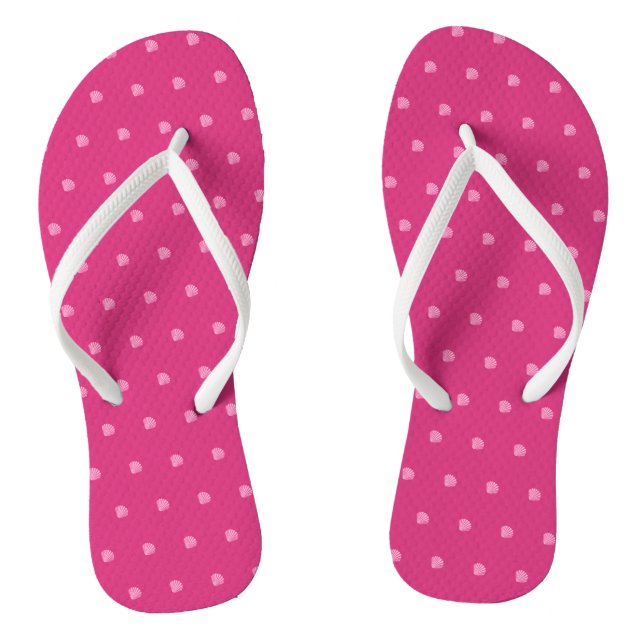 Pink Polkadots-Seashells- Flip Flops (Footbed)