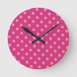 Pink Polkadots-Seashells- Round Clock