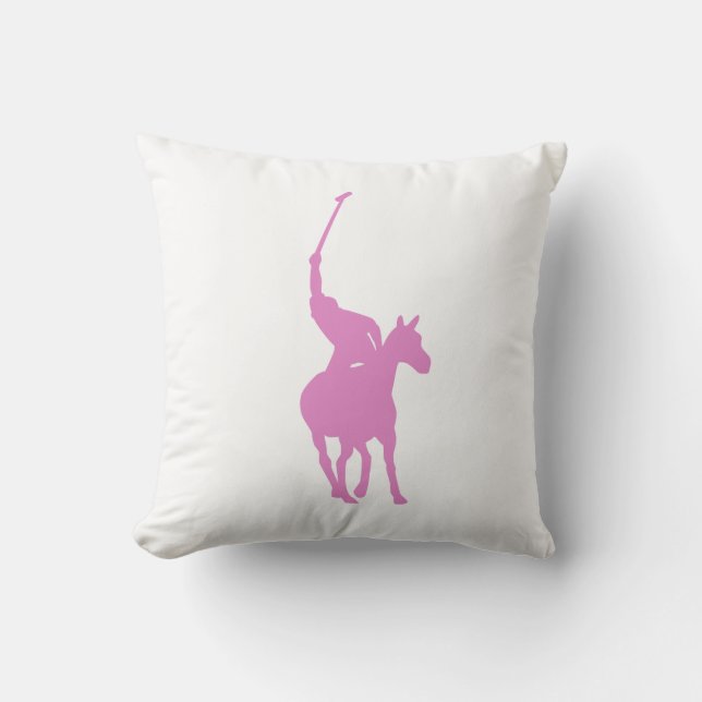 Pink Polo Player Pillow (Front)
