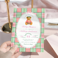 Pink Polo Teddy Bear Girl Baby Shower