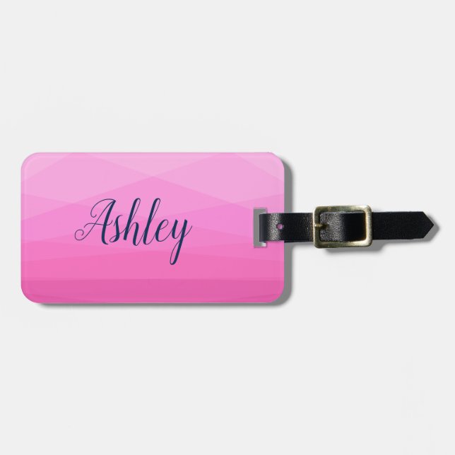 Pink Polygonal Luggage Tag (Front Horizontal)