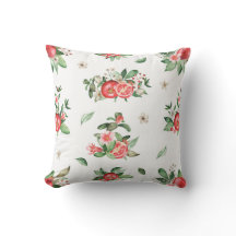 Pink Pomegranate Fruit and Bloom Throw Pillow