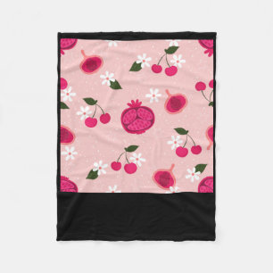 Pink Pomegranate Fruit Cherry Floral Daisy Sticker Fleece Blanket