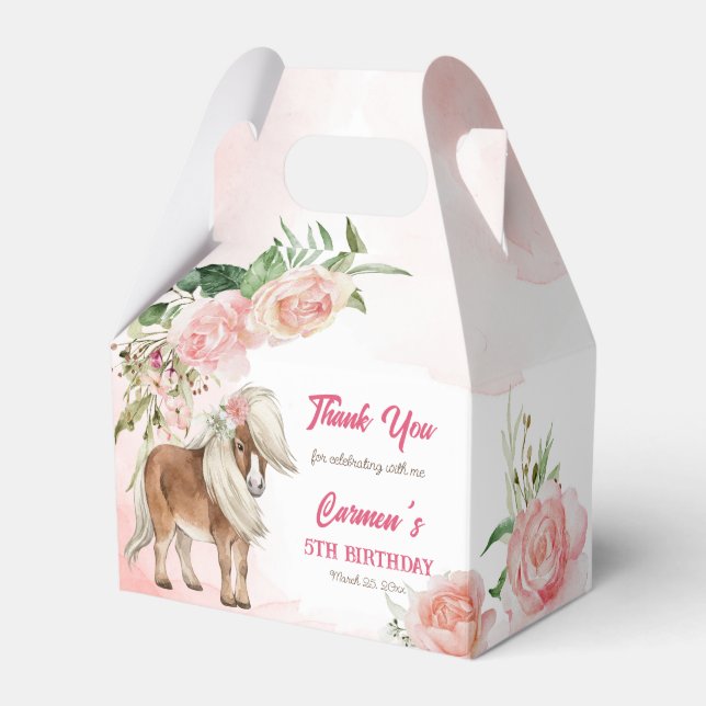 Pink pony birthday giddy up cowgirl party favor box (Front Side)