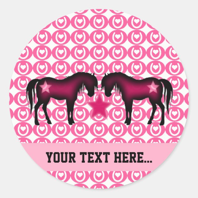 Pink Pony Personalized Classic Round Sticker (Front)