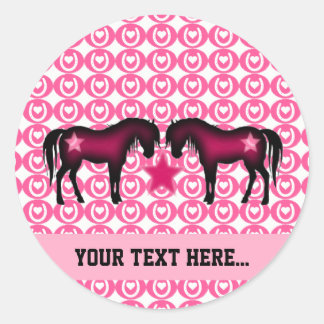 Pink Pony Personalized Classic Round Sticker