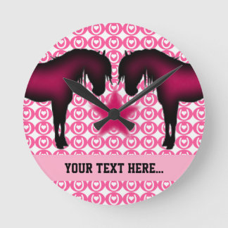 Pink Pony Personalized Round Clock