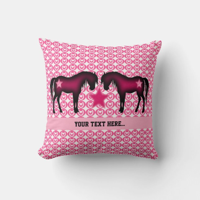 Pink Pony Personalized Throw Pillow (Front)
