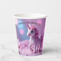 Pink Pony Unicorn Paper Cups