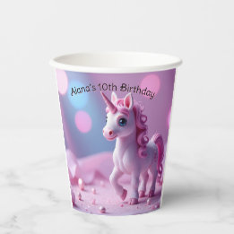 Pink Pony Unicorn Paper Cups