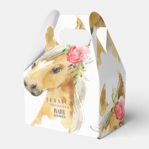 Pink Pony White Baby Shower Favor Box