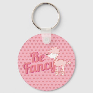 Pink Poodle and Hearts Be Fancy Keychain