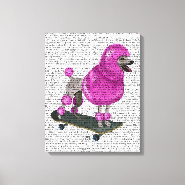 Pink Poodle and Skateboard Canvas Print (Front)