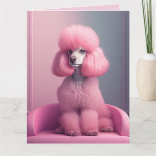 PINK POODLE ART CARTE D'ANNIVERSAIRE