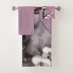 Pink poodle Bathroom Towel Set