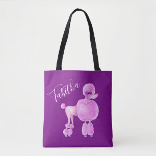 Pink poodle chien art sac personnalisé