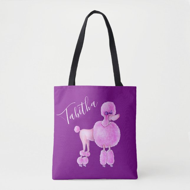 Pink poodle chien art sac personnalisé (Devant)