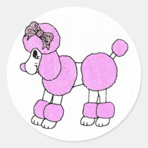Pink Poodle Classic Round Sticker