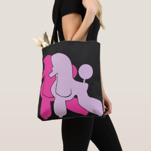 Pink Poodle couple modern illustration Tote Bag