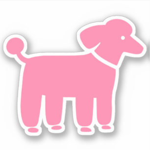 Pink Poodle Dog Design Cute Vinyl Sticker