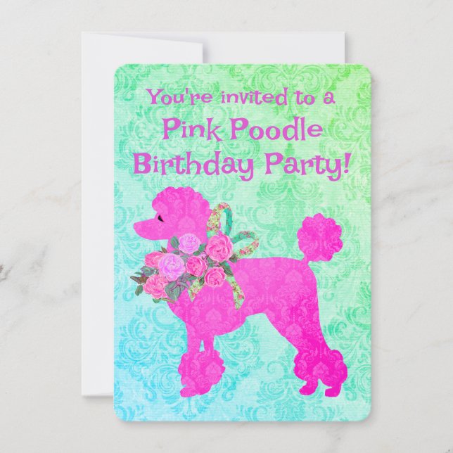 Pink Poodle Girls Birthday Sample Invitation (Front)