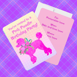 Pink Poodle Girls Birthday Sample Invitation