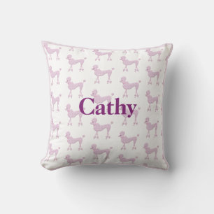 Pink Poodle Lace Retro Vintage Girly Name Throw Pillow
