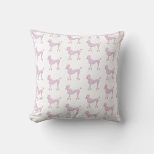 Pink Poodle Lace Retro Vintage Girly Pretty Throw Pillow
