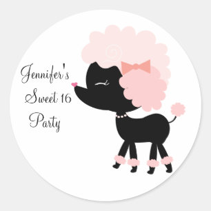Pink Poodle Party Favour Label Envelope Seal