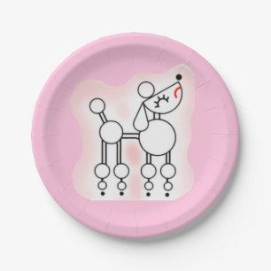 Pink Poodle Party Paper Plates