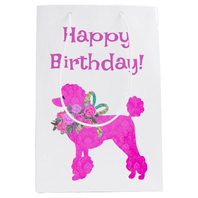 Pink Poodle Party Personalized Gift Bag (Front)