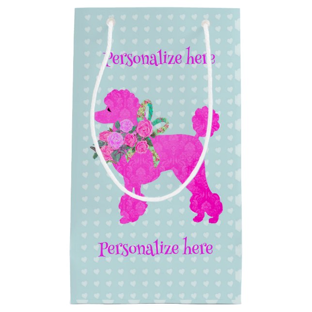Pink Poodle Party Personalized Gift Bag (Front)