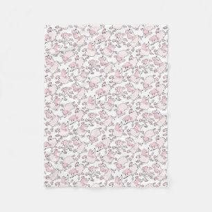 Pink Poodle Pattern Fleece Blanket