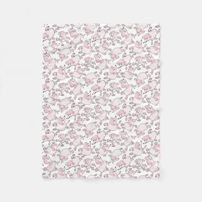 Pink Poodle Pattern Fleece Blanket (Front)