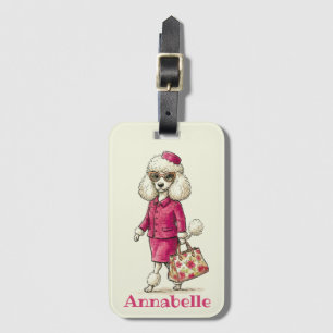 Pink Poodle Personalize Luggage Tag